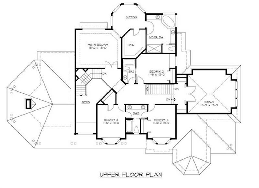 Floor Plan Second Story of Craftsman Plan #115-1465